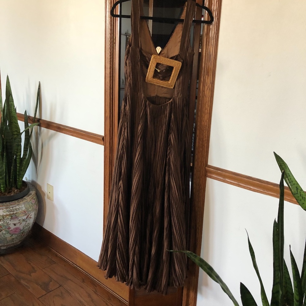 Cult Gaia - XS pleated buckle back dress. Angela rushed satin maxi. - Picture 6 of 10